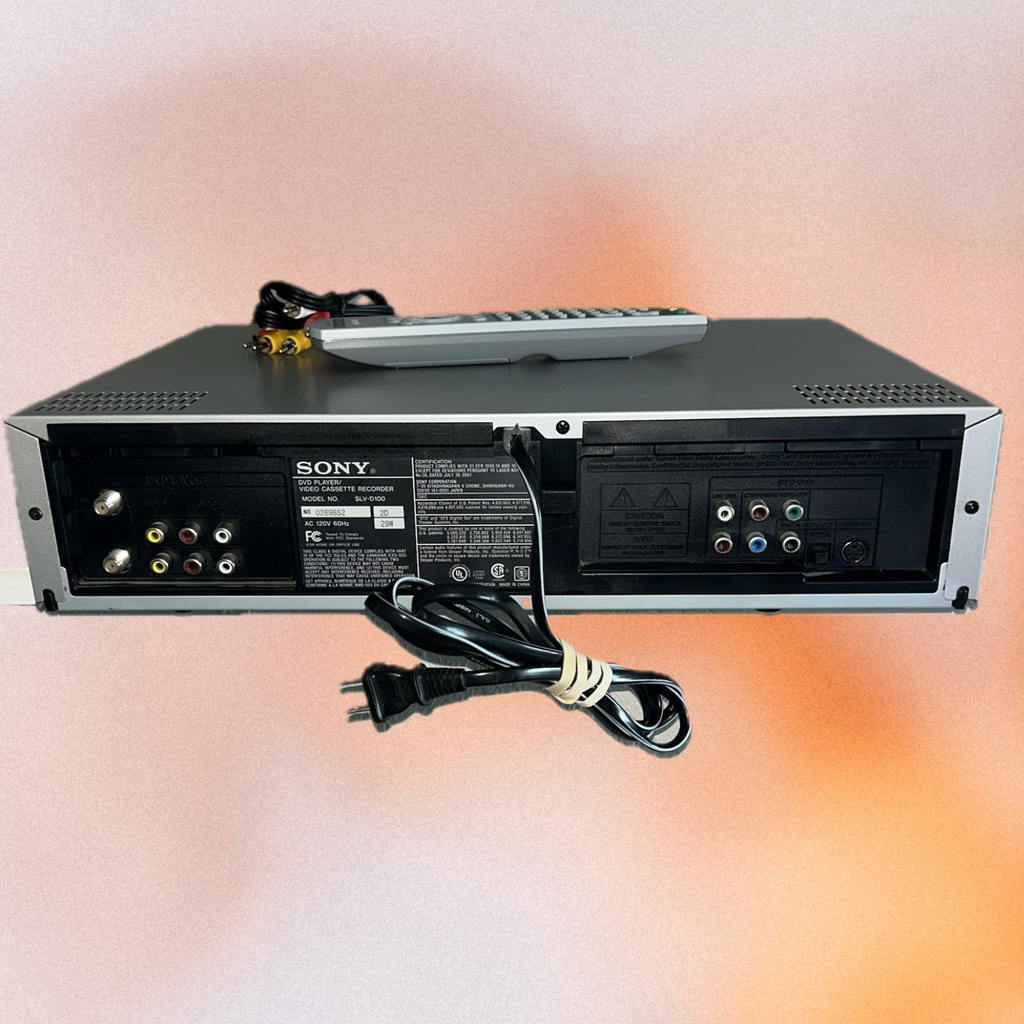 Sony audio equipment with remote control on a gradient background