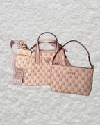 Guess Wave Mini Tote Pink Purse with Coin Purse and Small Purse Insert