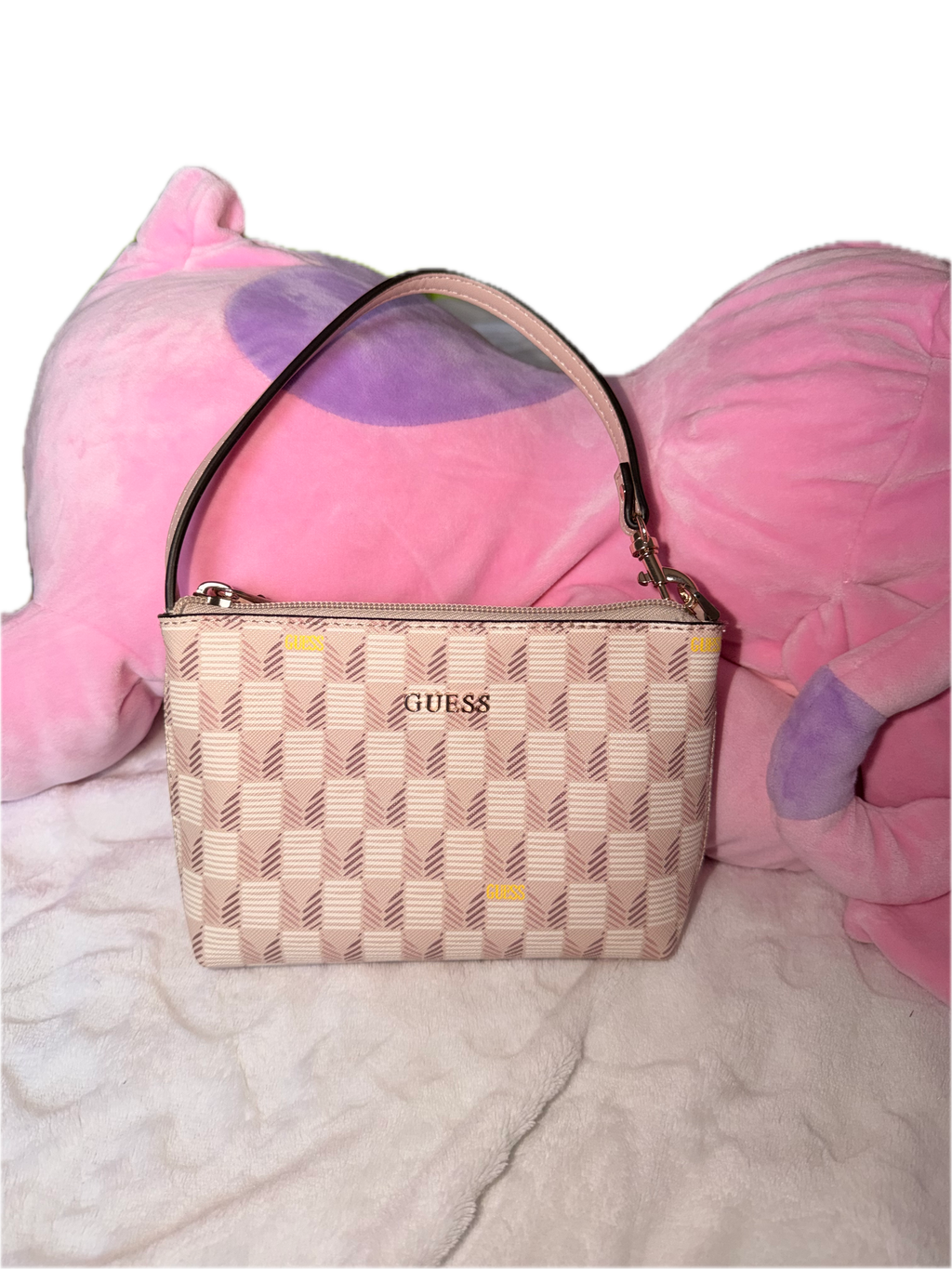 Guess Wave Mini Tote Pink Purse with Coin Purse and Small Purse Insert