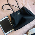 Prada Tessuto Nylon Tote Bag Black Silver Hardware Authentic