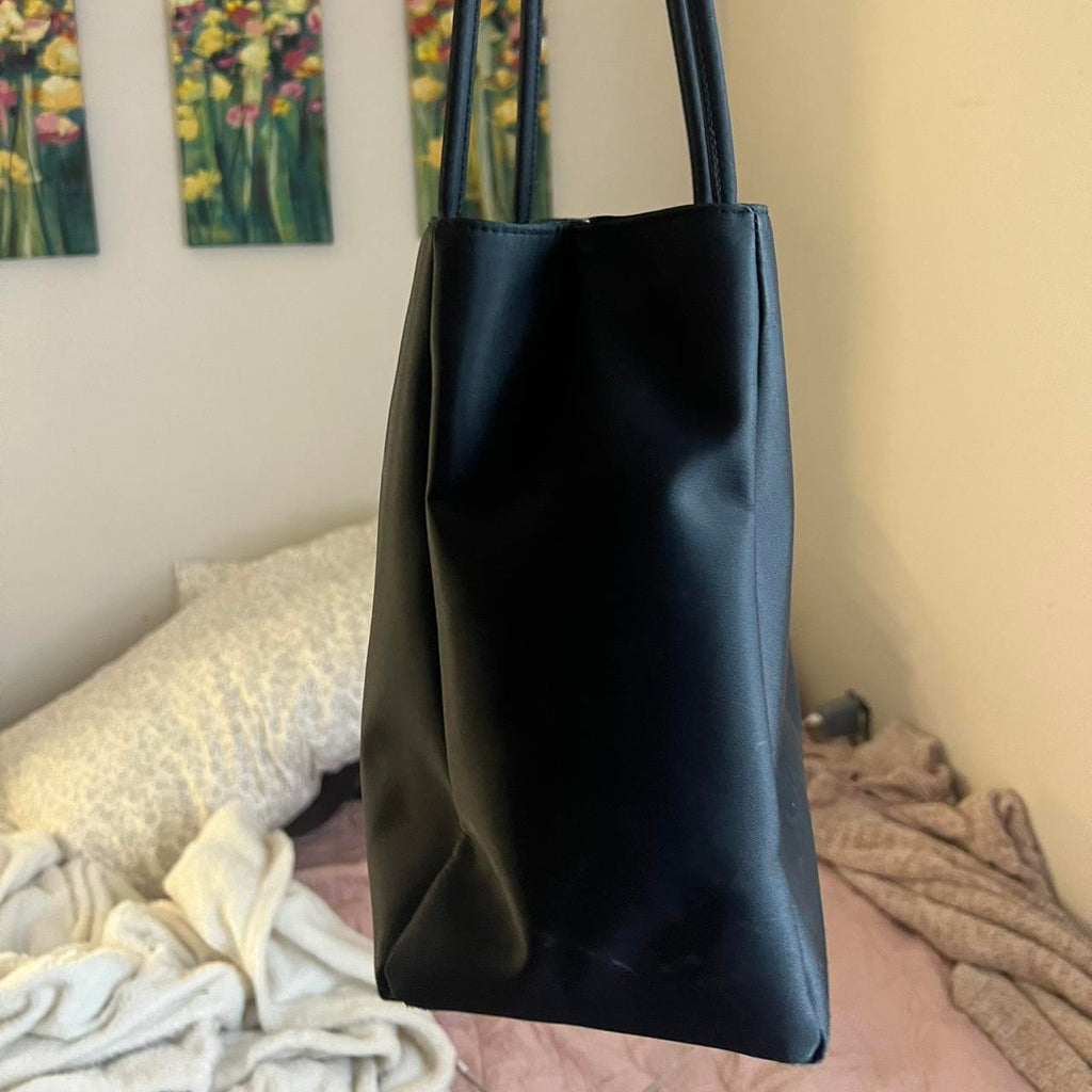 Prada Tessuto Nylon Tote Bag Black Silver Hardware Authentic