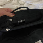 Prada Tessuto Nylon Tote Bag Black Silver Hardware Authentic