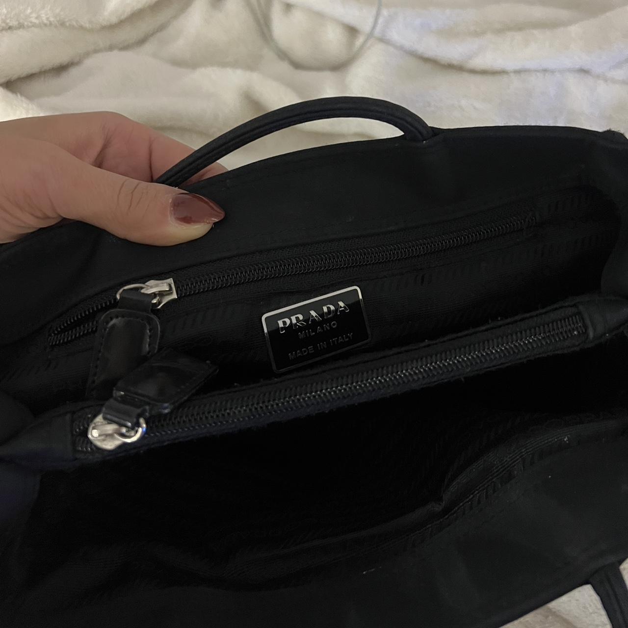 Prada Tessuto Nylon Tote Bag Black Silver Hardware Authentic