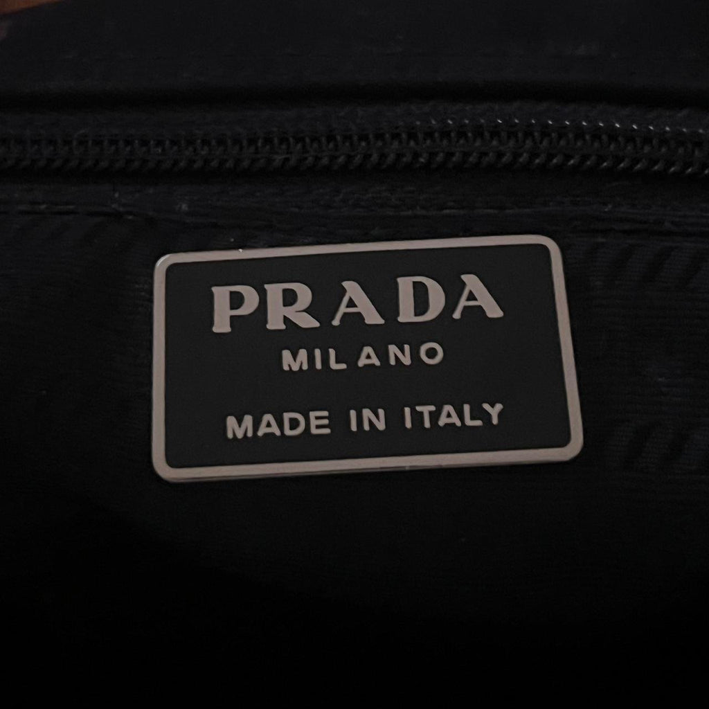 Prada Tessuto Nylon Tote Bag Black Silver Hardware Authentic
