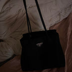 Prada Tessuto Nylon Tote Bag Black Silver Hardware Authentic